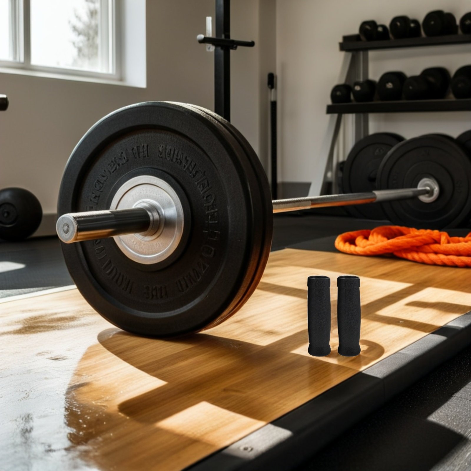 Fitness Equipment - 2個入り バーベルグリップ ハンドルグリップ 柔らかい素材でプルアップやウェイトリフティング、ダンベルバーに最適。人間工学に基づいた滑り止め加工のフィットネス用ハンドル。