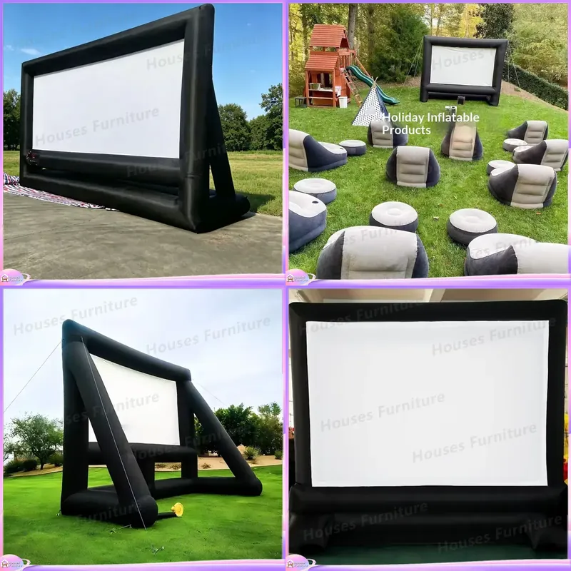 Camping - 大型自立式インフレータブルプロジェクタースクリーン 防水防風 屋外映画館 キャンプパーティー ポータブルエアスクリーン