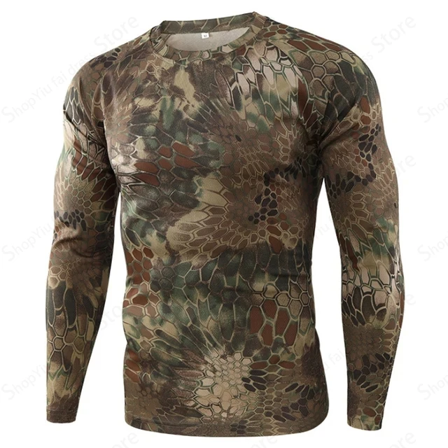 Hiking - メンズ カモフラージュ柄 長袖Tシャツ タクティカル ミリタリー アウトドア