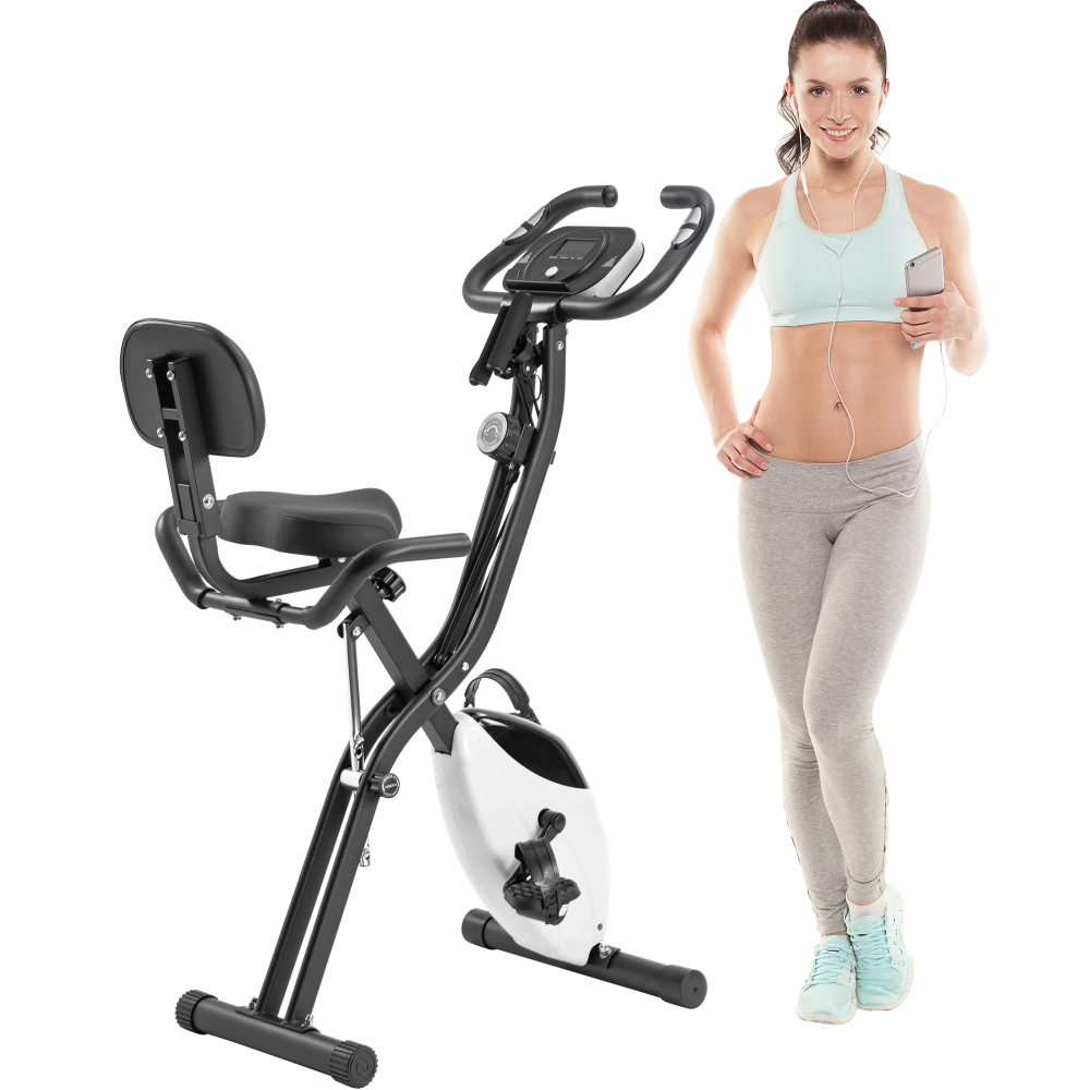 16段階磁気抵抗エクササイズバイク、背もたれ付き直立リカンベ - Exercise Bike Magnetic Resistance のレビューと価格
