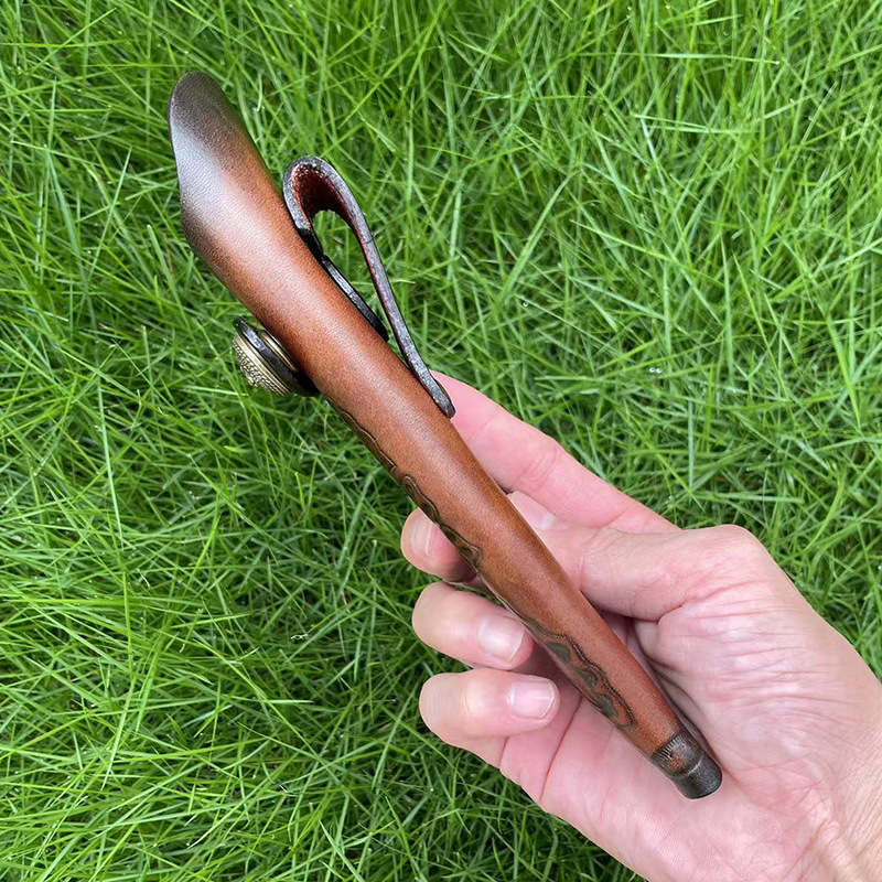 固定刃ナイフホルダー エンボス加工牛革鞘 ポケットナイフカバ - Camping のレビューと価格