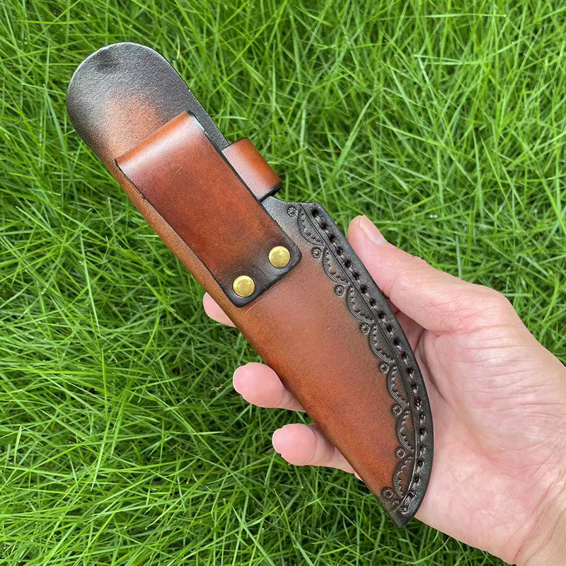 固定刃ナイフホルダー エンボス加工牛革鞘 ポケットナイフカバ - Camping のレビューと価格