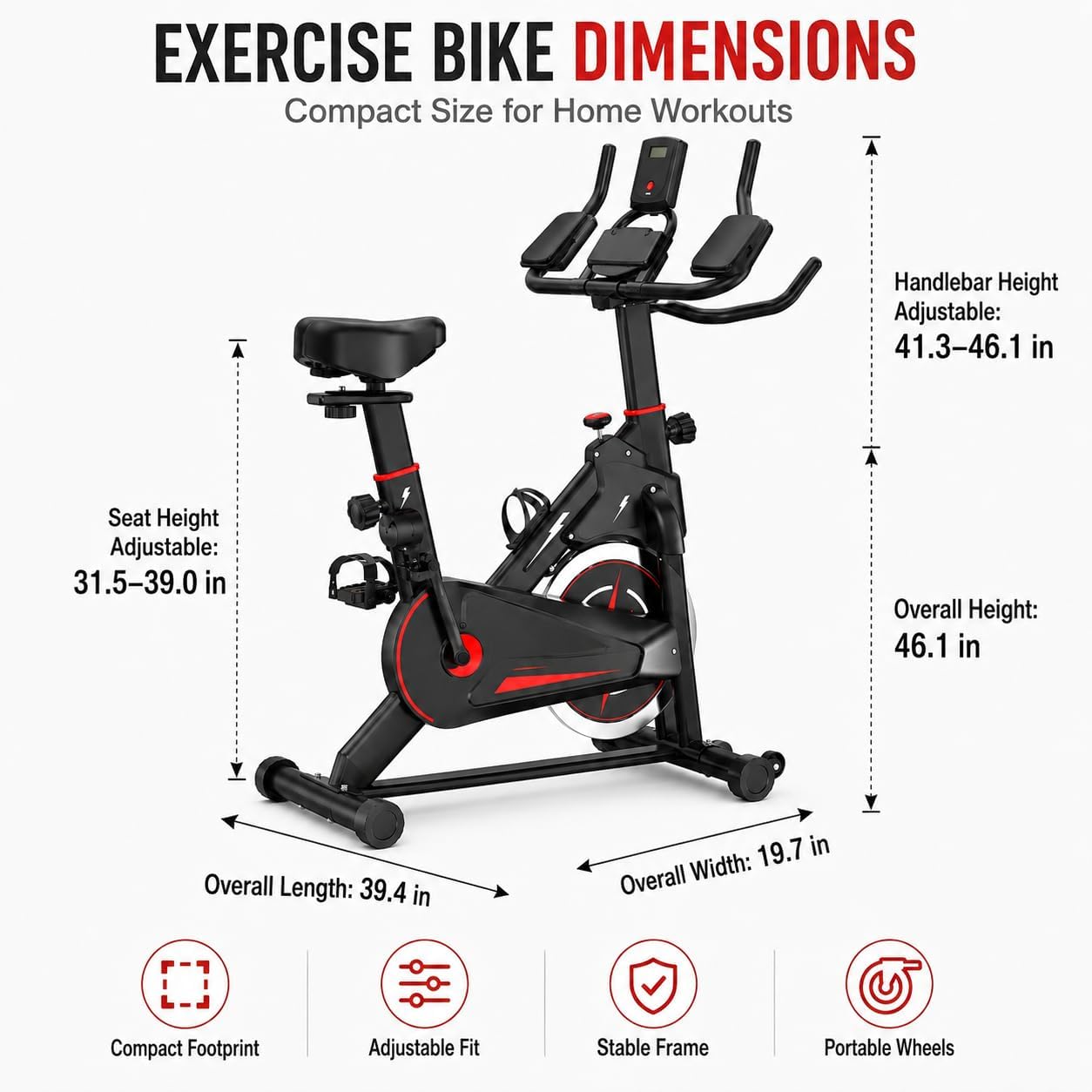 屋内用磁気式エクササイズバイク。LCDモニター付きで、負荷調 - Exercise Bike Magnetic Resistance のレビューと価格