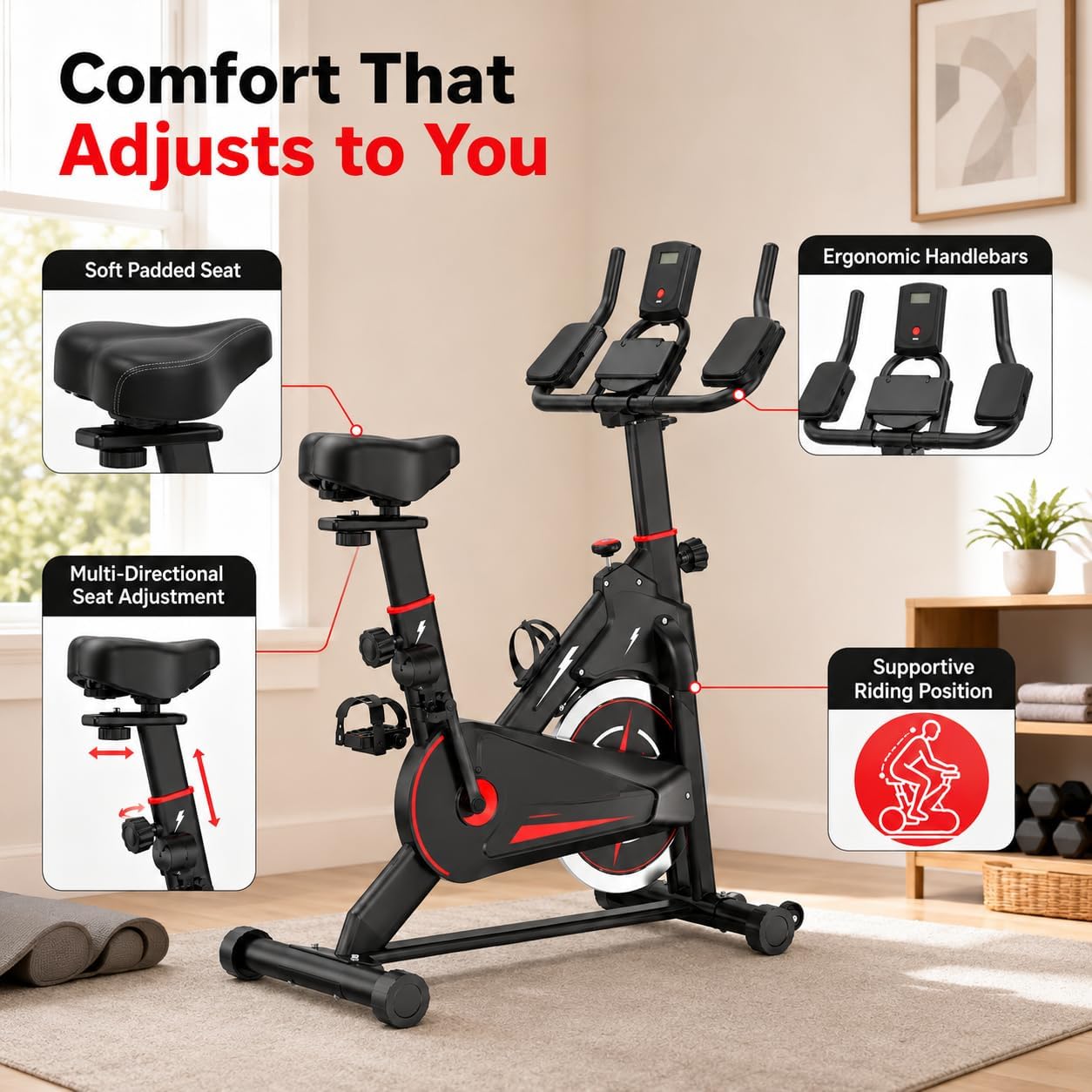 屋内用磁気式エクササイズバイク。LCDモニター付きで、負荷調 - Exercise Bike Magnetic Resistance のレビューと価格
